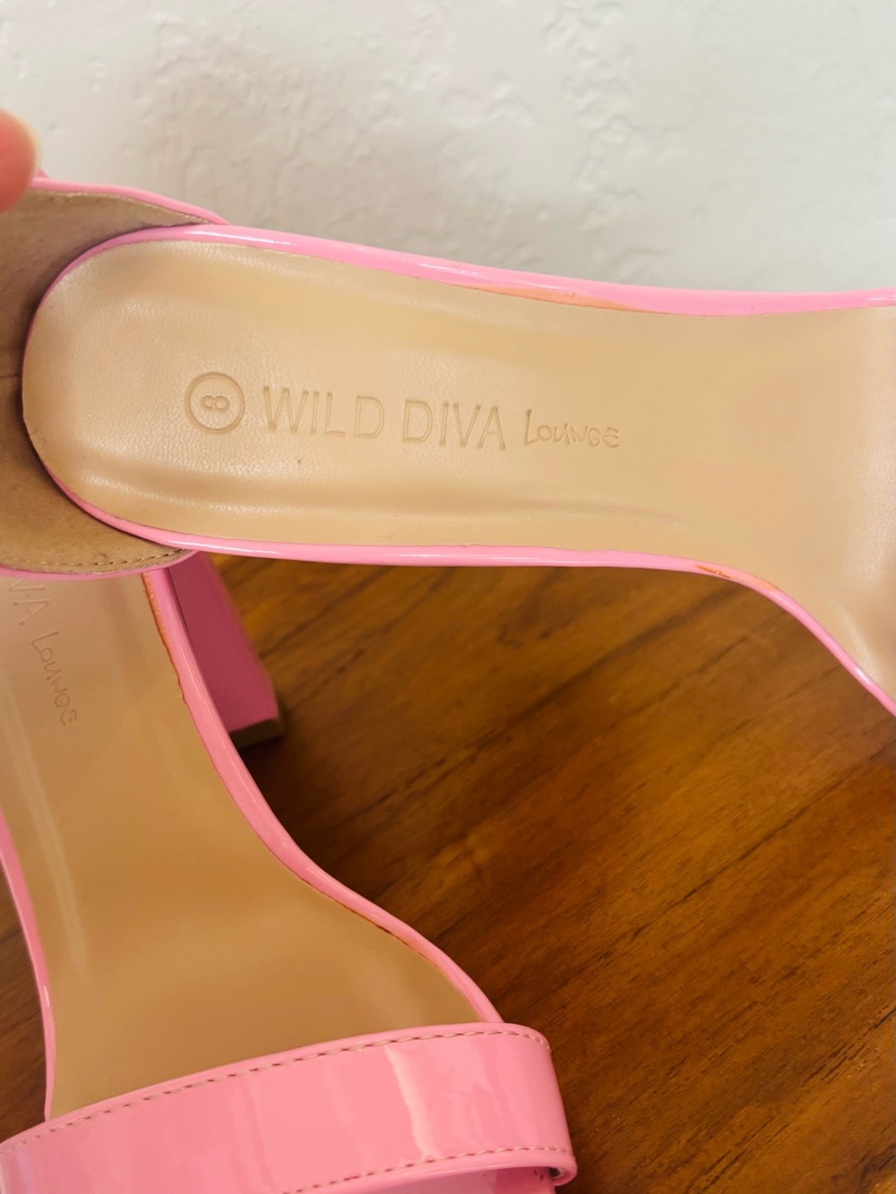 Wild Diva Lounge Pink Patent Ankle-Strap Block Heels - Picture 14 of 14